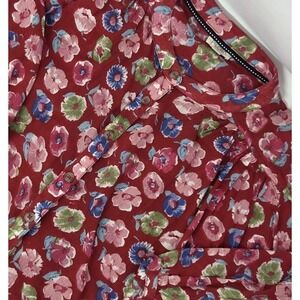 Anthropologie Pilcro Sidney Batwing Red Floral Blouse Cottage Womens Large
